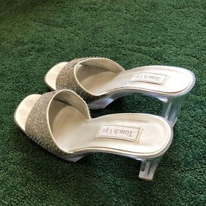 Sequined Clear Heel Sandals